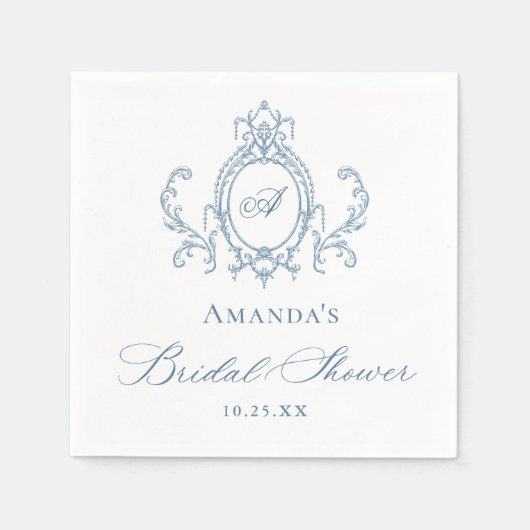 グレースビクトリアンダスティ華美ブルーブライダルシャワー スタンダードカクテルナプキン (正面)