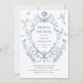 グレースビクトリアンダスティ華美ブルーブライダルシャワー 招待状 (正面)