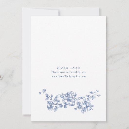 グレースビクトリアンダスティ華美ブルーブライダルシャワー 招待状 (裏面)