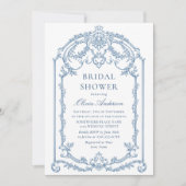 グレースビクトリアンダスティ華美ブルーブライダルシャワー 招待状 (正面)