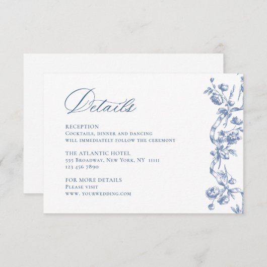 グレースビクトリアンダスティ華美ブルー結婚の詳細 エンクロージャーカード (正面/裏面)