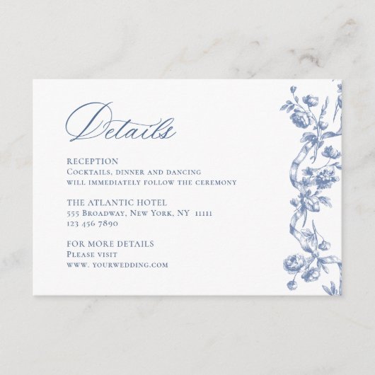 グレースビクトリアンダスティ華美ブルー結婚の詳細 エンクロージャーカード (正面)