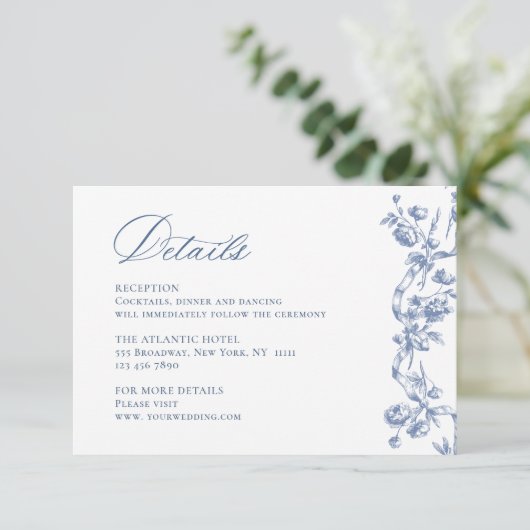 グレースビクトリアンダスティ華美ブルー結婚の詳細 エンクロージャーカード (スタンド正面)