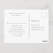 グレースビクトリアンフローラブルーウェディングRSVP ポストカード (裏面)