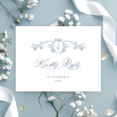 グレースビクトリアンフローラブルーウェディングRSVP ポストカード