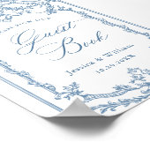 グレースビクトリアンフローラブルーゲストブックサイン ポスター (角)