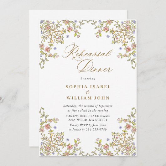 グレースビクトリアンフローラリハ華美ーサルディナー 招待状 (正面/裏面)