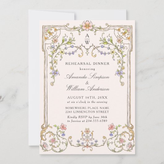 グレースビクトリアンフローラリハ華美ーサルディナー 招待状 (正面)