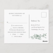 グレースビクトリアン華美フローラグリーンウェディングRSVP ポストカード (裏面)