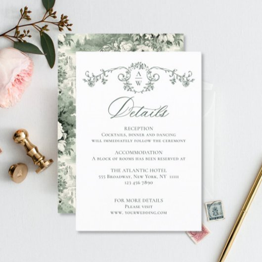 グレースビクトリアン華美フローラセージ結婚の詳細 エンクロージャーカード