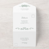 グレースビクトリアン華美フローラセージ結婚グリーン オールインワン招待状 (外側)