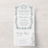 グレースビクトリアン華美フローラセージ結婚グリーン オールインワン招待状 (内側)