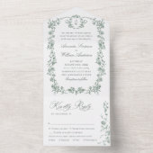 グレースビクトリアン華美フローラセージ結婚グリーン オールインワン招待状 (内側)