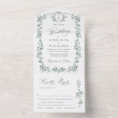 グレースビクトリアン華美フローラセージ結婚グリーン オールインワン招待状 (内側)