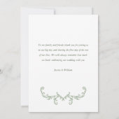 グレースビクトリアン華美フローラセージ結婚グリーン サンキューカード (裏面)