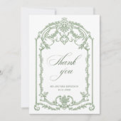 グレースビクトリアン華美フローラセージ結婚グリーン サンキューカード (正面)