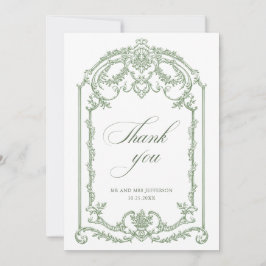 グレースビクトリアン華美フローラセージ結婚グリーン サンキューカード