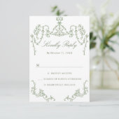 グレースビクトリアン華美フローラセージ結婚グリーン 出欠カード (スタンド正面)