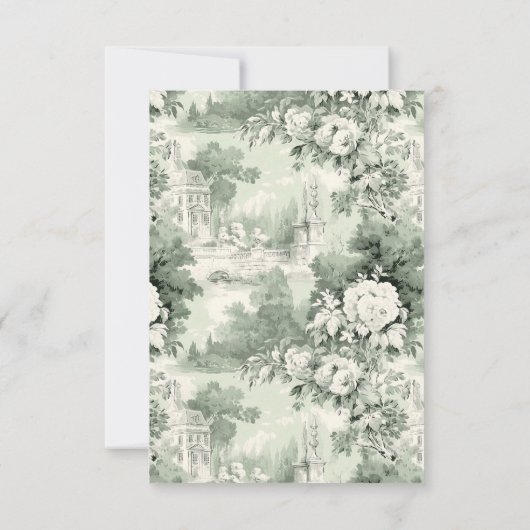 グレースビクトリアン華美フローラセージ結婚グリーン 出欠カード (裏面)