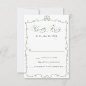 グレースビクトリアン華美フローラセージ結婚グリーン 出欠カード (正面)