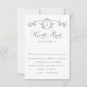 グレースビクトリアン華美フローラセージ結婚グリーン 出欠カード (正面)