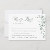 グレースビクトリアン華美フローラセージ結婚グリーン 出欠カード (正面)