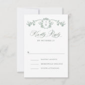 グレースビクトリアン華美フローラセージ結婚グリーン 出欠カード (正面)