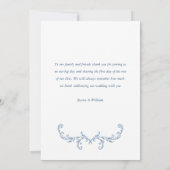 グレースビクトリアン華美フローラダスティブルー結婚ズ サンキューカード (裏面)