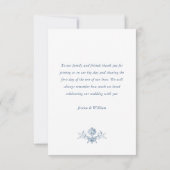 グレースビクトリアン華美フローラダスティブルー結婚ズ サンキューカード (裏面)