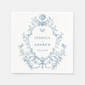 グレースビクトリアン華美フローラダスティブルー結婚ズ スタンダードカクテルナプキン (正面)