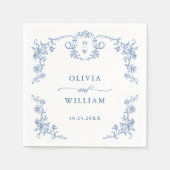 グレースビクトリアン華美フローラダスティブルー結婚ズ スタンダードカクテルナプキン (正面)