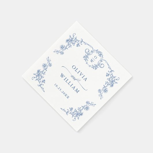 グレースビクトリアン華美フローラダスティブルー結婚ズ スタンダードカクテルナプキン (角)