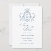 グレースビクトリアン華美フローラダスティブルー結婚ズ セーブザデート (正面)