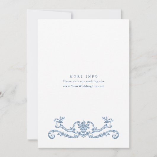 グレースビクトリアン華美フローラダスティブルー結婚ズ セーブザデート (裏面)