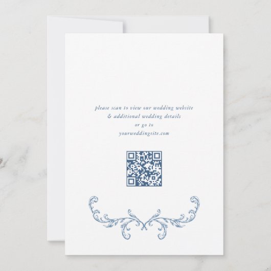 グレースビクトリアン華美フローラダスティブルー結婚ズ セーブザデート (裏面)