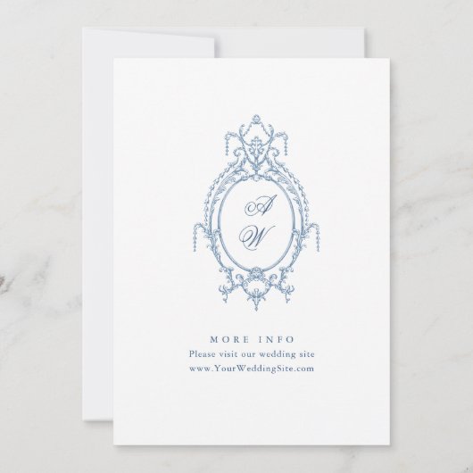 グレースビクトリアン華美フローラダスティブルー結婚ズ セーブザデート (裏面)