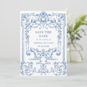 グレースビクトリアン華美フローラダスティブルー結婚ズ セーブザデート (スタンド正面)