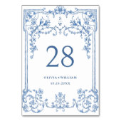 グレースビクトリアン華美フローラダスティブルー結婚ズ テーブルナンバー (裏面)
