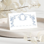 グレースビクトリアン華美フローラダスティブルー結婚ズ プレイスカード