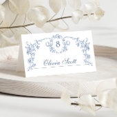 グレースビクトリアン華美フローラダスティブルー結婚ズ プレイスカード