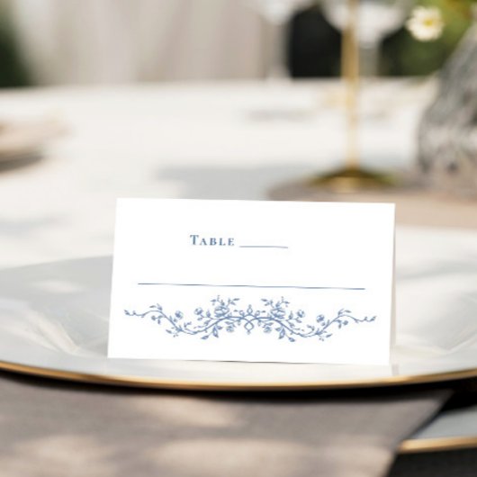 グレースビクトリアン華美フローラダスティブルー結婚ズ プレイスカード