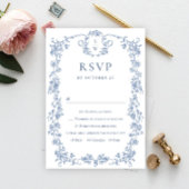 グレースビクトリアン華美フローラダスティブルー結婚ズ 出欠カード