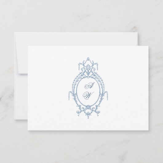 グレースビクトリアン華美フローラダスティブルー結婚ズ 出欠カード (裏面)