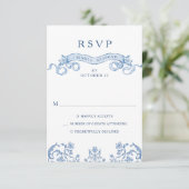 グレースビクトリアン華美フローラダスティブルー結婚ズ 出欠カード