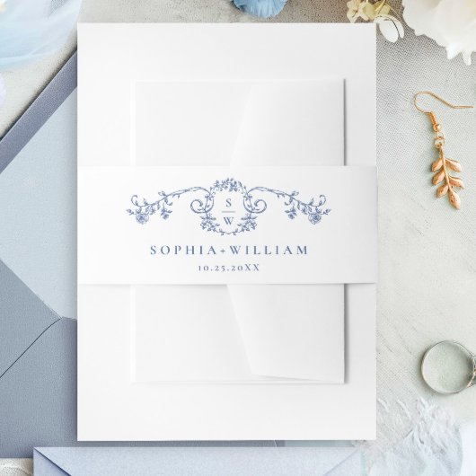 グレースビクトリアン華美フローラダスティブルー結婚ズ 招待状ベリーバンド