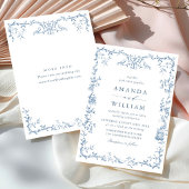 グレースビクトリアン華美フローラダスティブルー結婚ズ 招待状