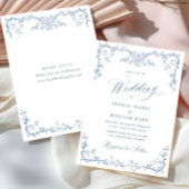グレースビクトリアン華美フローラダスティブルー結婚ズ 招待状