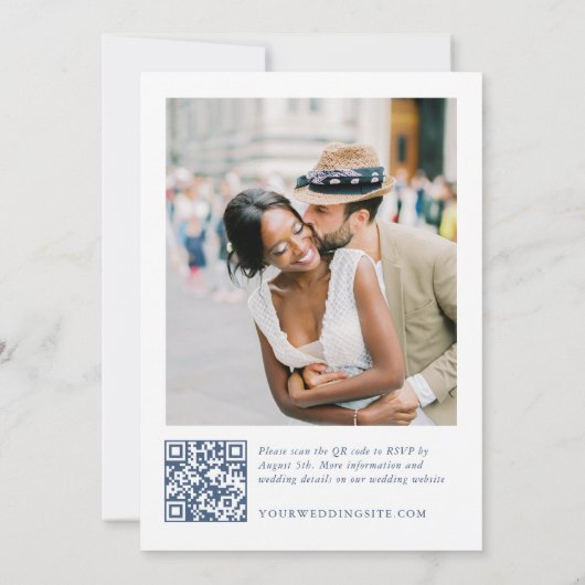 グレースビクトリアン華美フローラダスティブルー結婚ズ 招待状 (裏面)