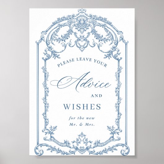 グレースビクトリアン華美フローラブルーアドバイス&ウィッシュ ポスター (正面)