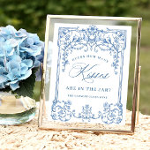 グレースビクトリアン華美フローラブルーブライダルシャワー ポスター